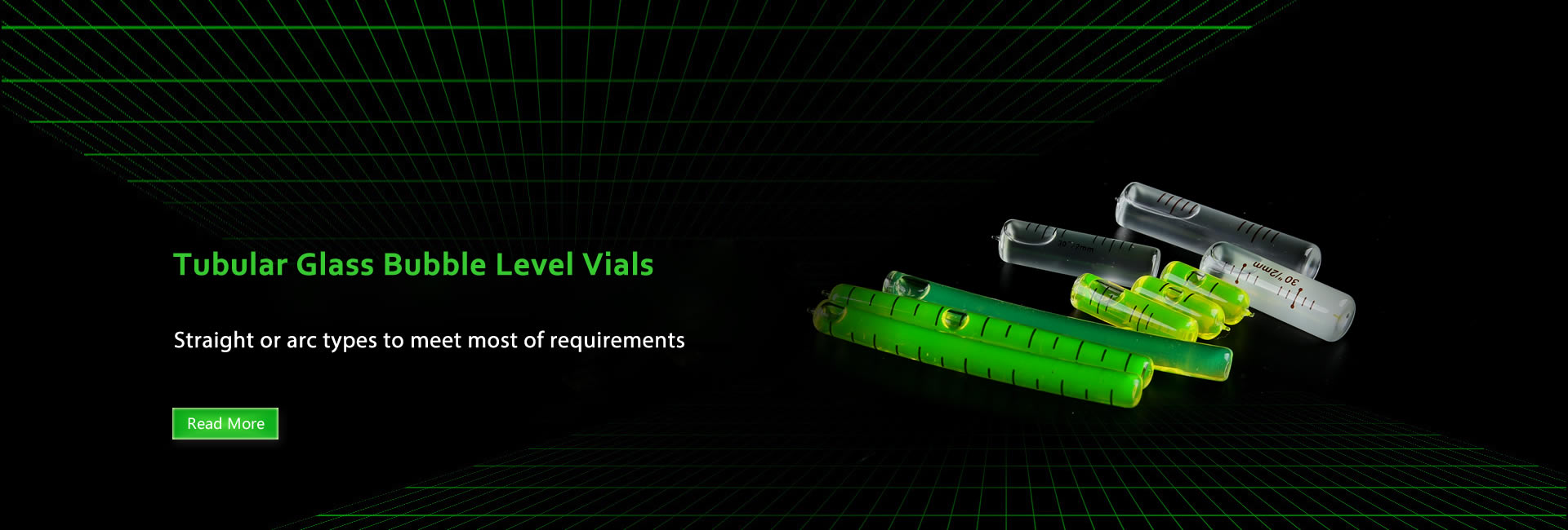 White, green and yellow color tubular glass bubble levels with straight or arc shape.